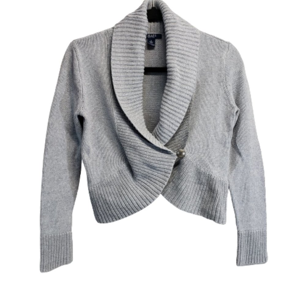 Chaps Cropped Cardigan Sweater Single Button Close